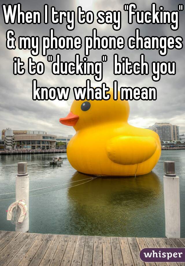 When I try to say "fucking" & my phone phone changes it to "ducking"  bitch you know what I mean