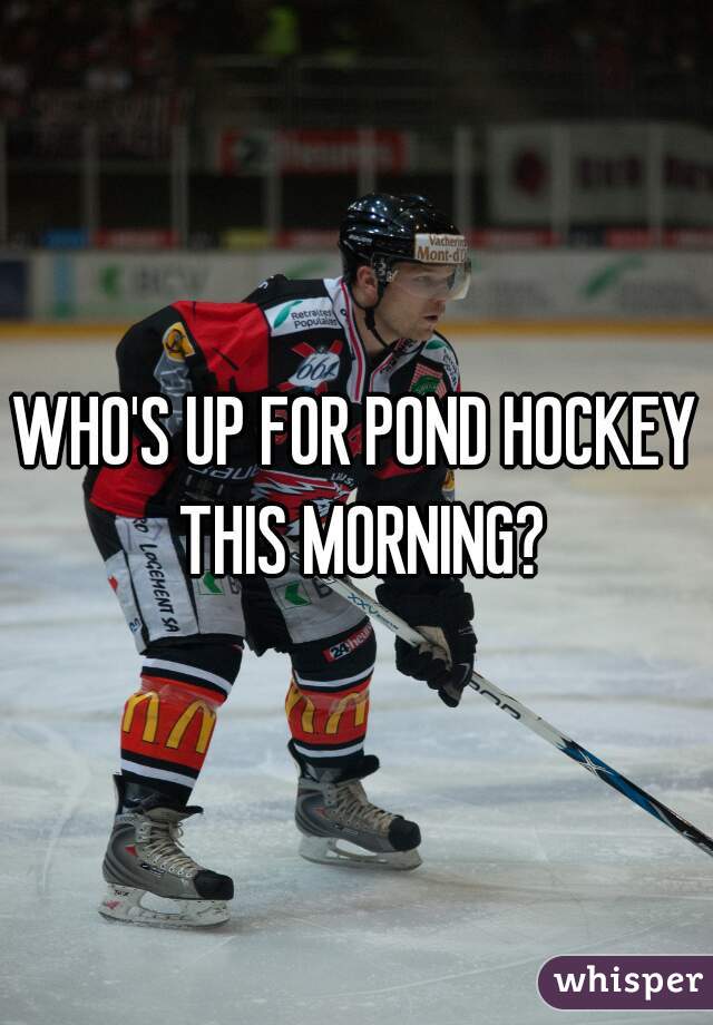 WHO'S UP FOR POND HOCKEY THIS MORNING?