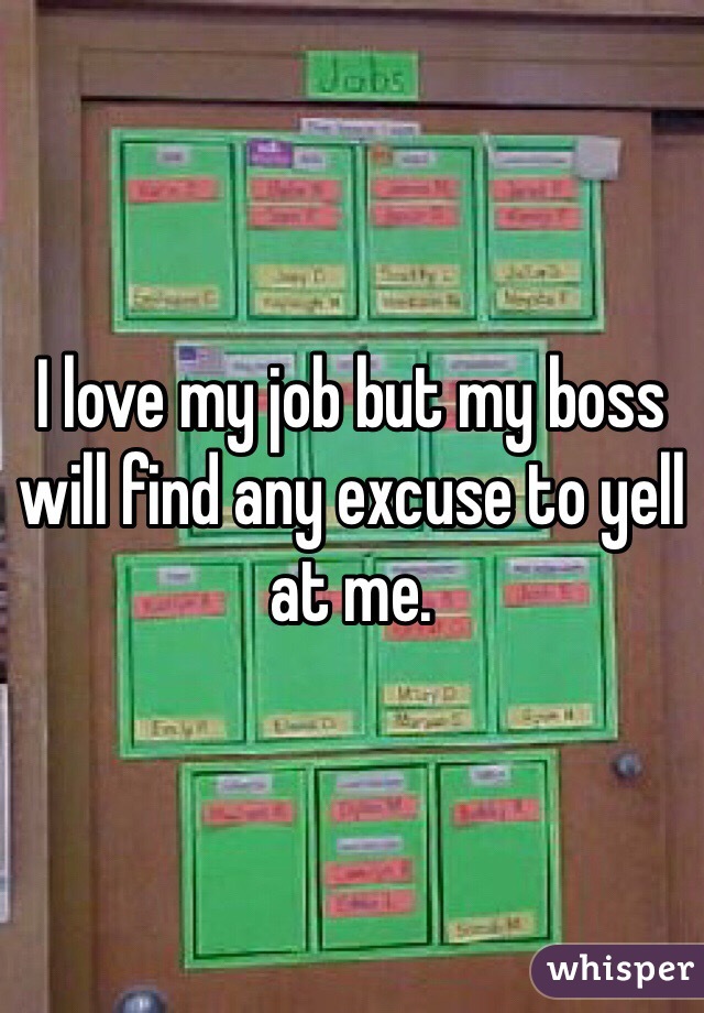I love my job but my boss will find any excuse to yell at me.
