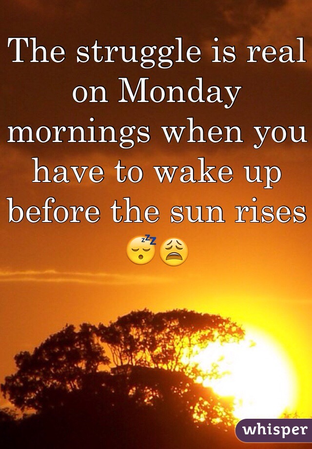 The struggle is real on Monday mornings when you have to wake up before the sun rises 
😴😩