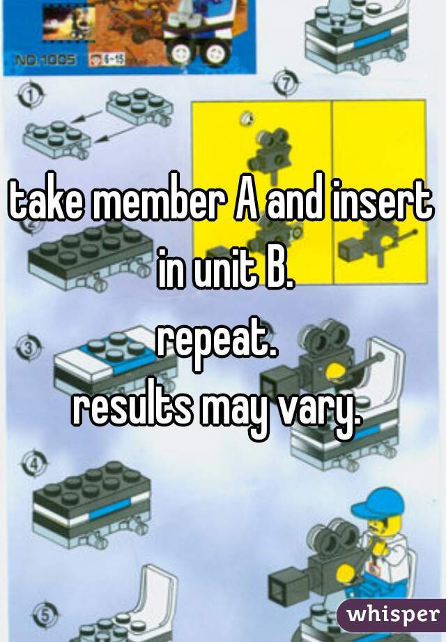 take member A and insert in unit B.
repeat. 
results may vary. 