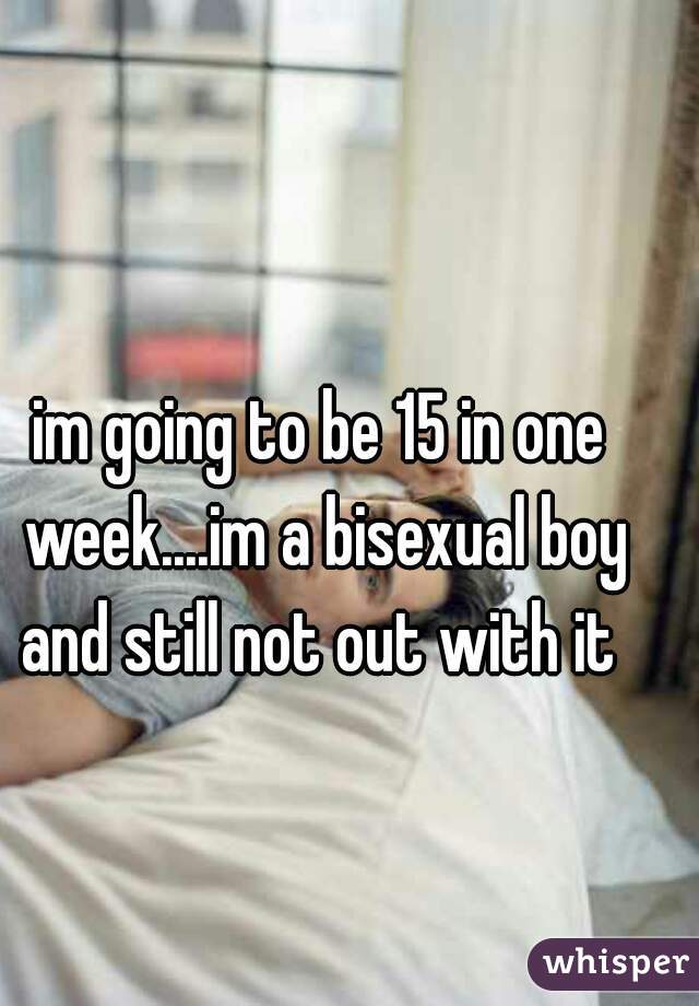 im going to be 15 in one week....im a bisexual boy and still not out with it 
