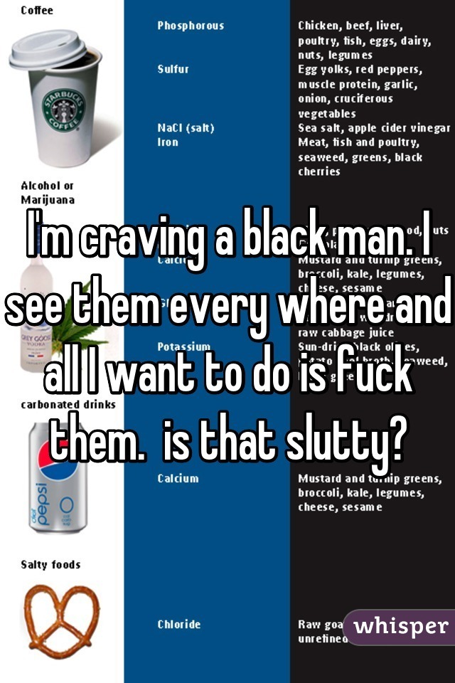I'm craving a black man. I see them every where and all I want to do is fuck them.  is that slutty?