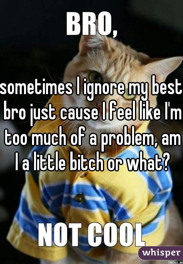 sometimes I ignore my best bro just cause I feel like I'm too much of a problem, am I a little bitch or what?