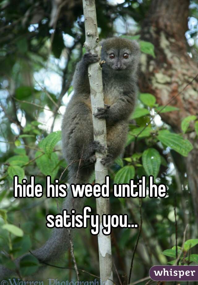 hide his weed until he satisfy you...
