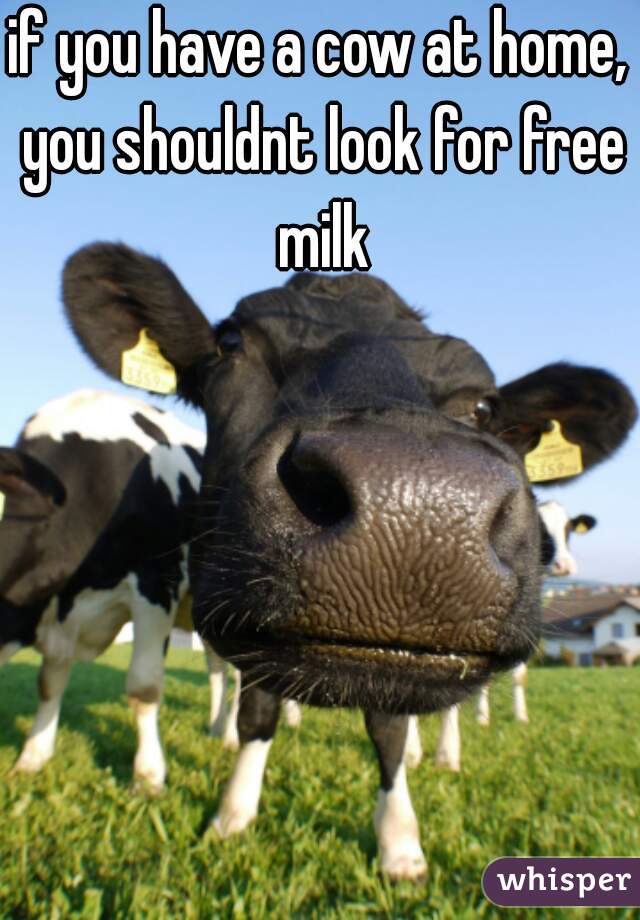 if you have a cow at home, you shouldnt look for free milk