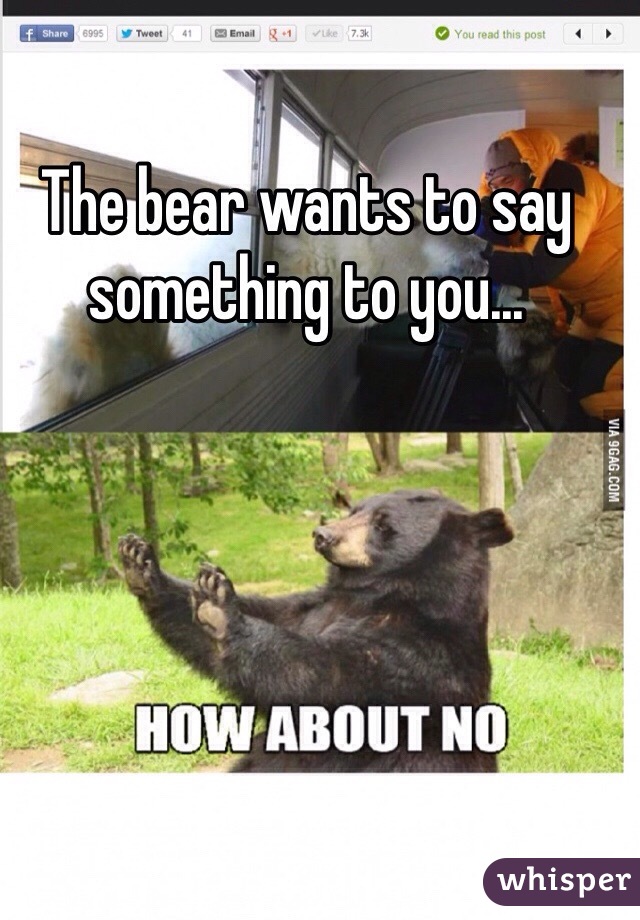 The bear wants to say something to you...
