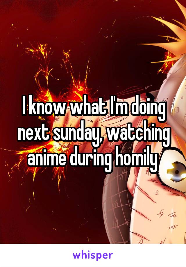 I know what I'm doing next sunday, watching anime during homily 