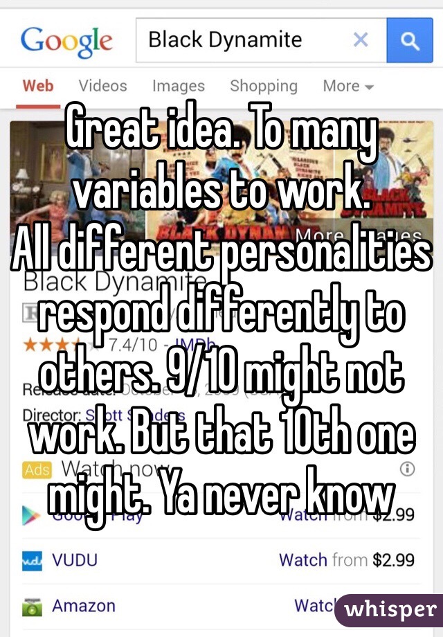 Great idea. To many variables to work. 
All different personalities respond differently to others. 9/10 might not work. But that 10th one might. Ya never know 