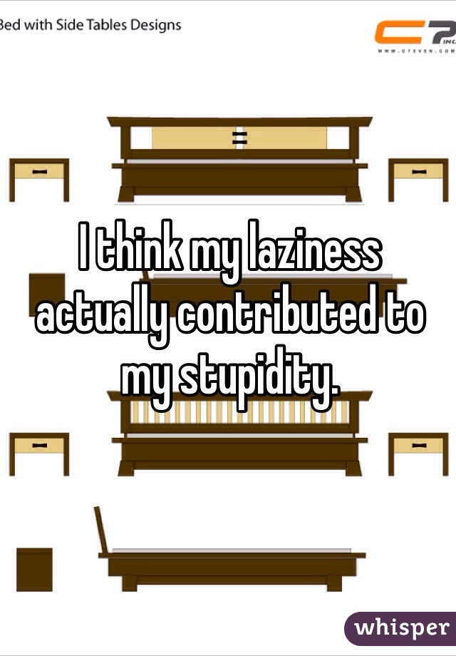 I think my laziness actually contributed to my stupidity.