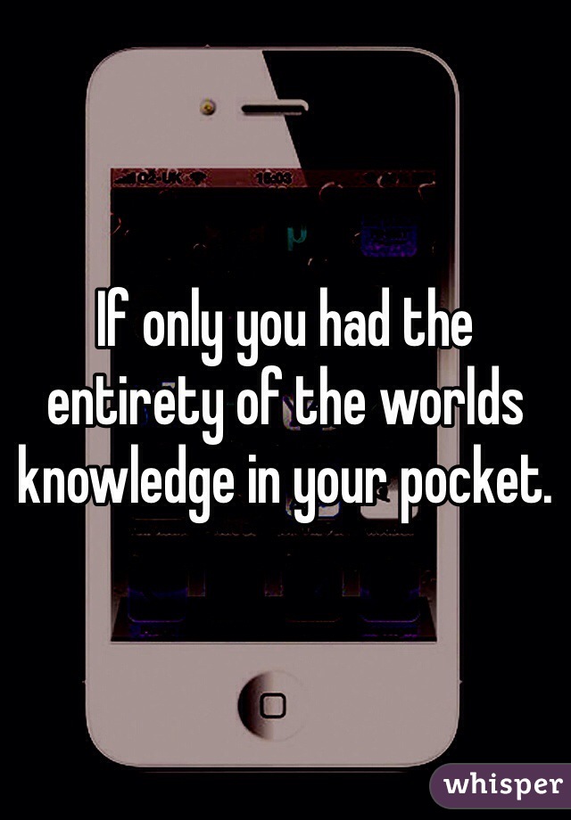 If only you had the entirety of the worlds knowledge in your pocket. 