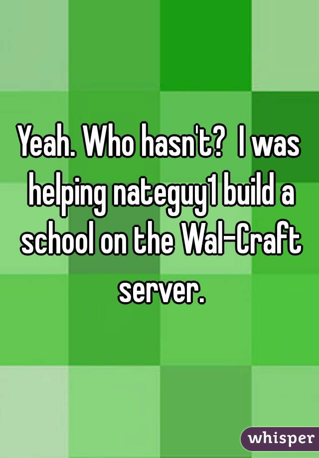 Yeah. Who hasn't?  I was helping nateguy1 build a school on the Wal-Craft server.