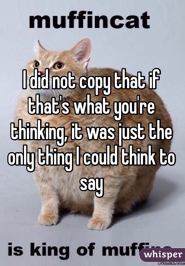I did not copy that if that's what you're thinking, it was just the only thing I could think to say