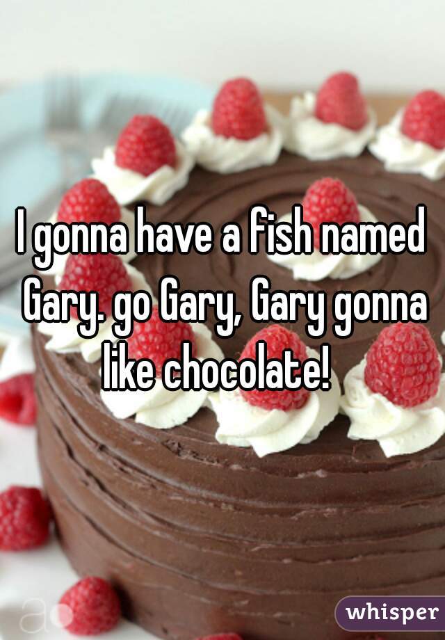 I gonna have a fish named Gary. go Gary, Gary gonna like chocolate!  