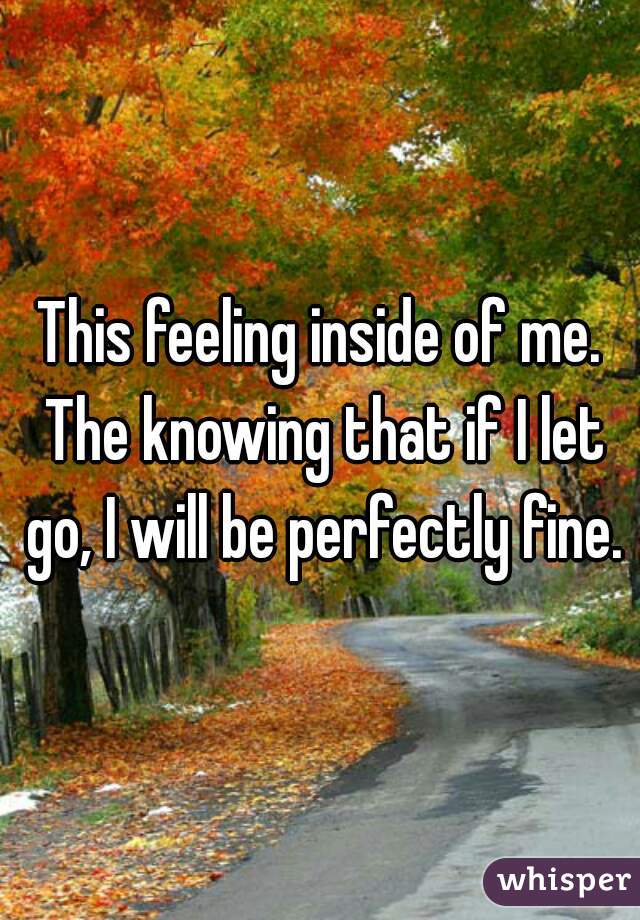 This feeling inside of me. The knowing that if I let go, I will be perfectly fine.