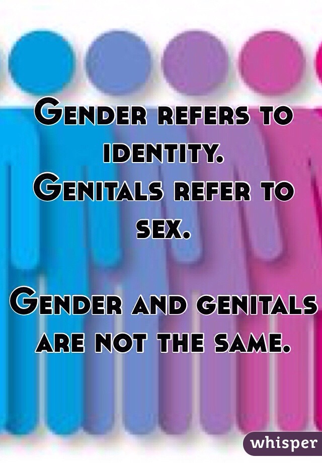 Gender refers to identity.
Genitals refer to sex.

Gender and genitals are not the same.