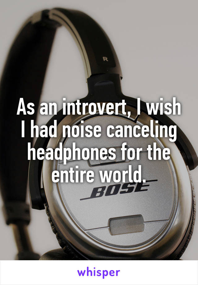 As an introvert, I wish I had noise canceling headphones for the entire world.