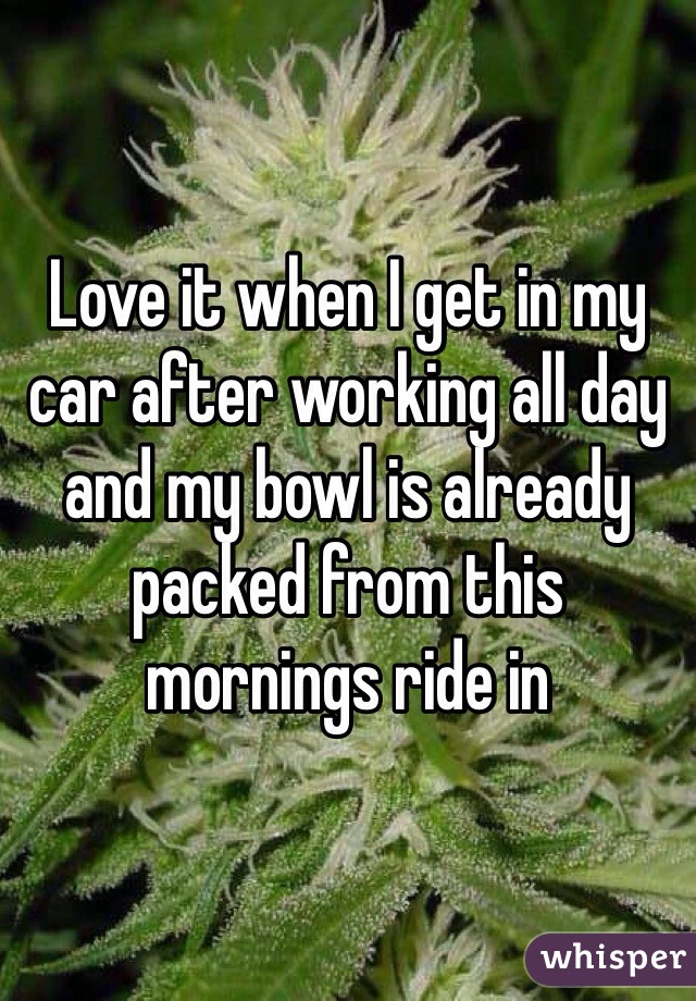 Love it when I get in my car after working all day and my bowl is already packed from this mornings ride in