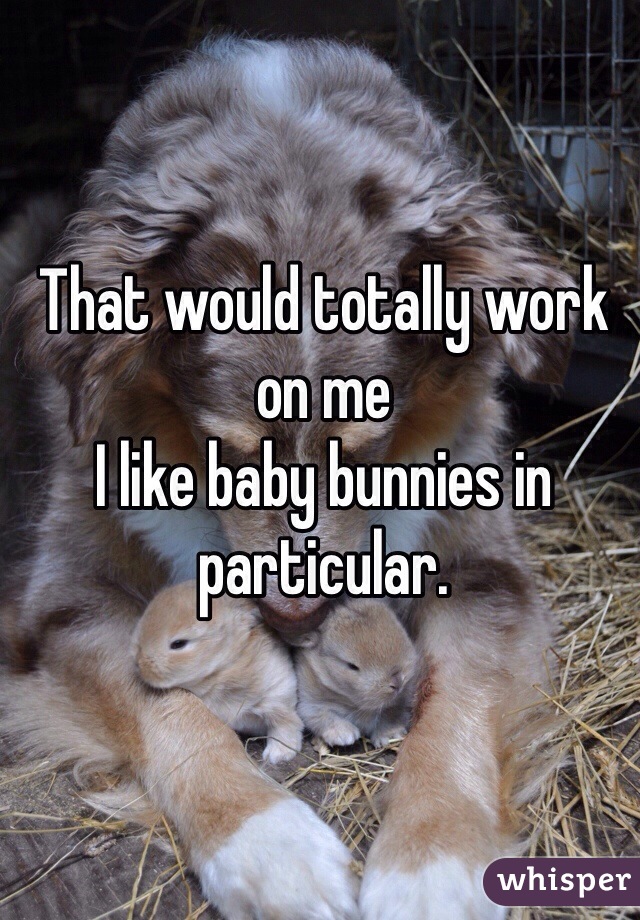 That would totally work on me
I like baby bunnies in particular.