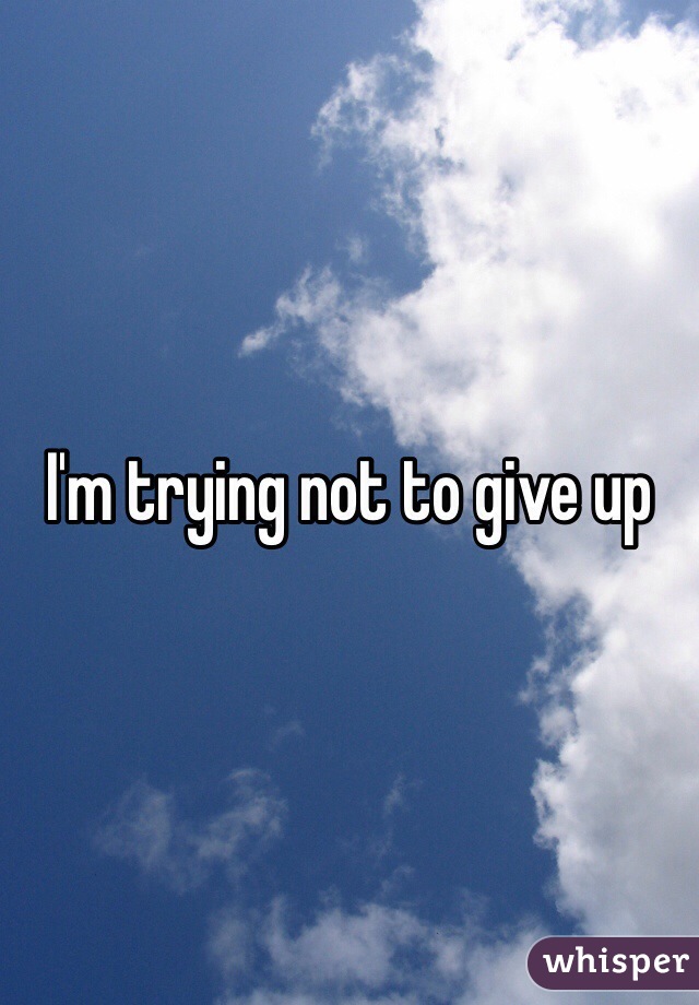 I'm trying not to give up 