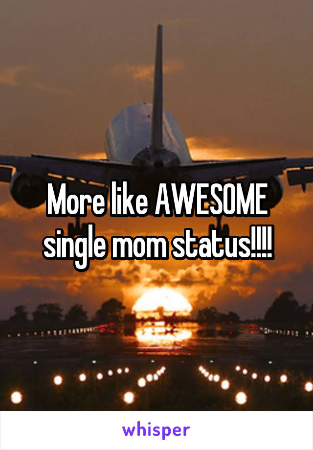 More like AWESOME single mom status!!!!