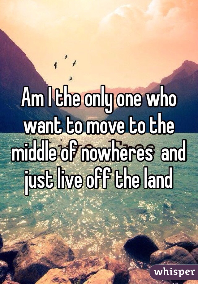 Am I the only one who want to move to the middle of nowheres  and just live off the land 