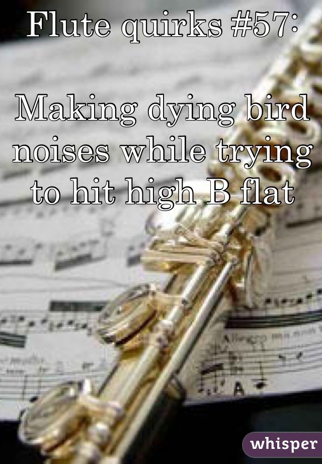 Flute quirks #57:

Making dying bird noises while trying to hit high B flat