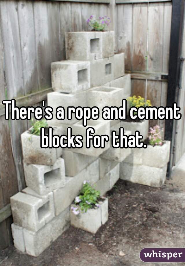 There's a rope and cement blocks for that.