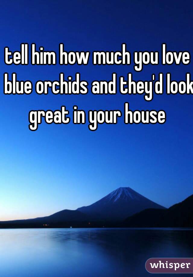 tell him how much you love blue orchids and they'd look great in your house 