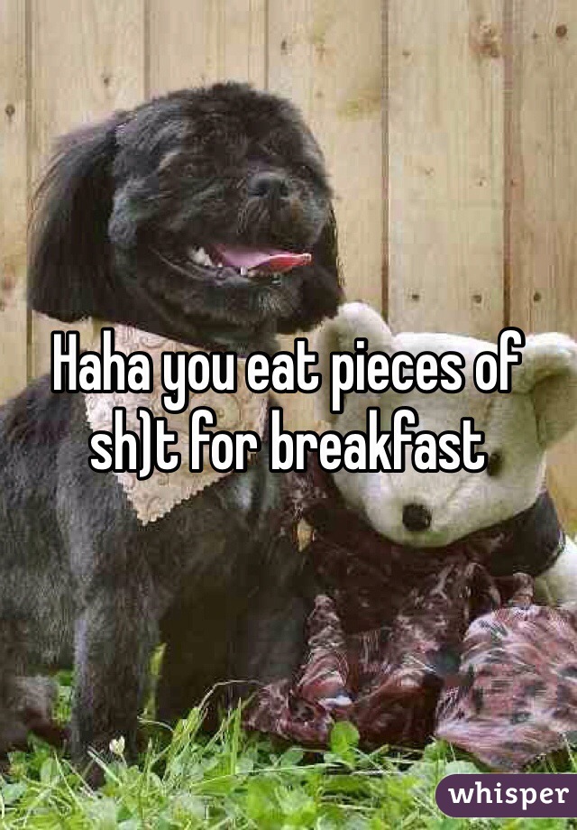 Haha you eat pieces of sh)t for breakfast 