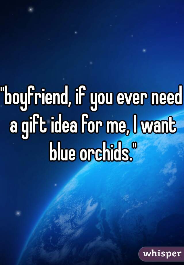 "boyfriend, if you ever need a gift idea for me, I want blue orchids."