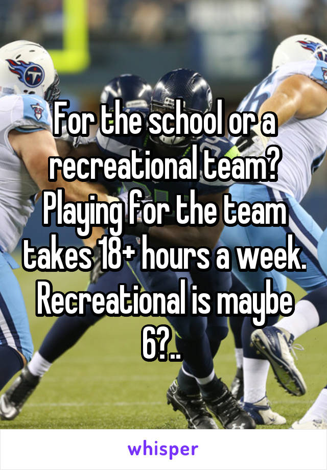 For the school or a recreational team? Playing for the team takes 18+ hours a week. Recreational is maybe 6?.. 