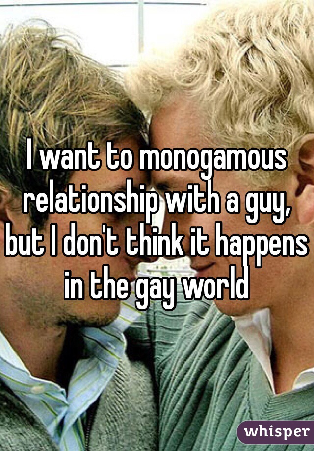I want to monogamous relationship with a guy, but I don't think it happens in the gay world