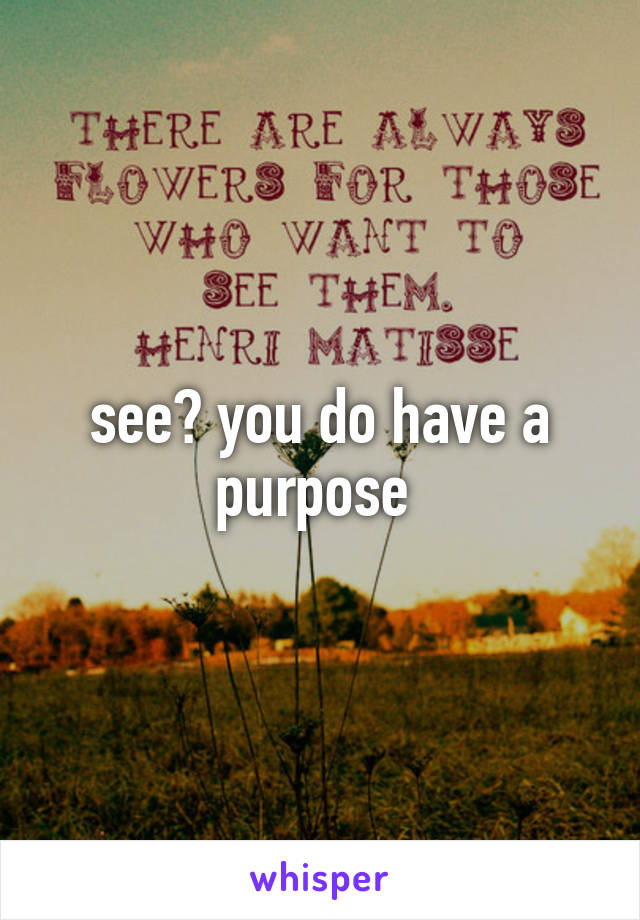 see? you do have a purpose 