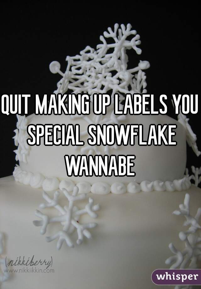 QUIT MAKING UP LABELS YOU SPECIAL SNOWFLAKE WANNABE 