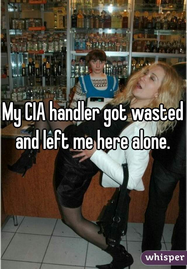 My CIA handler got wasted and left me here alone. 