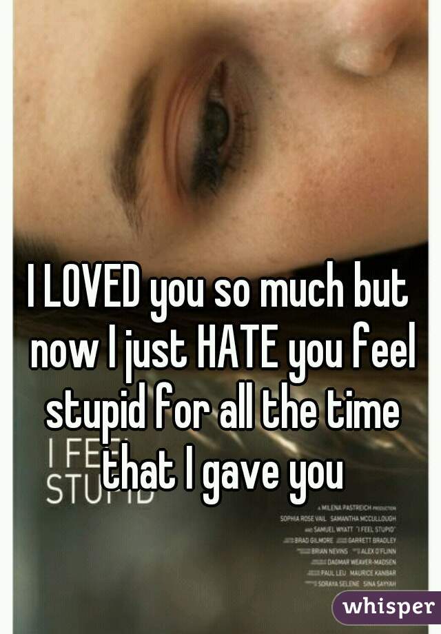 I LOVED you so much but now I just HATE you feel stupid for all the time that I gave you