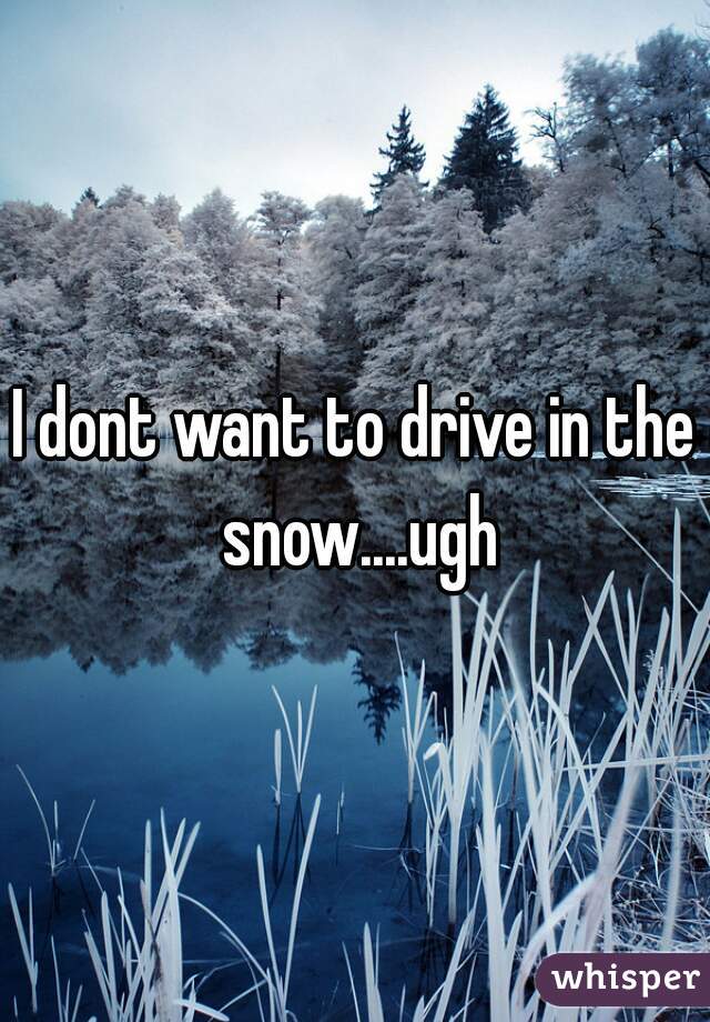 I dont want to drive in the snow....ugh