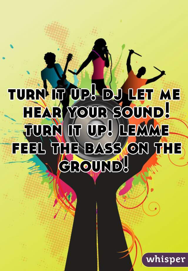 turn it up! dj let me hear your sound! turn it up! lemme feel the bass on the ground! 