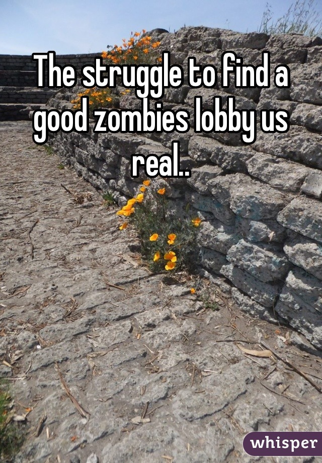 The struggle to find a good zombies lobby us real..