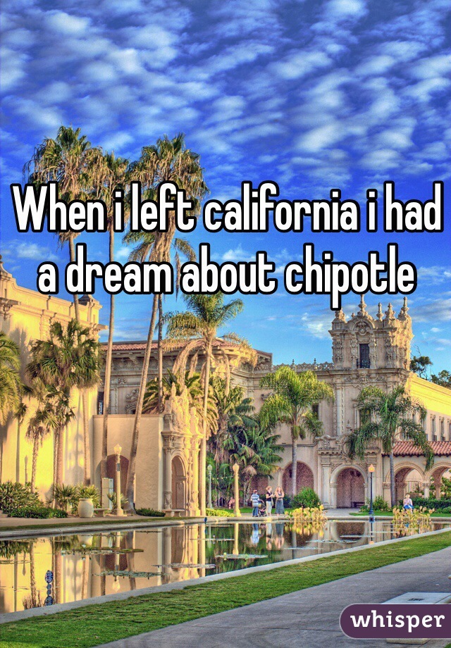 When i left california i had a dream about chipotle
