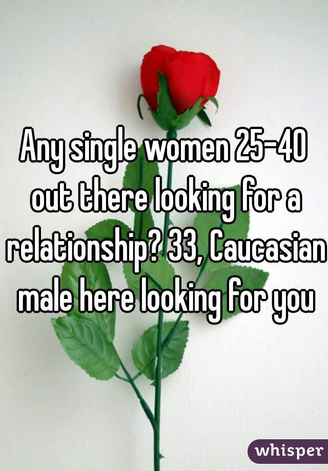 Any single women 25-40 out there looking for a relationship? 33, Caucasian male here looking for you