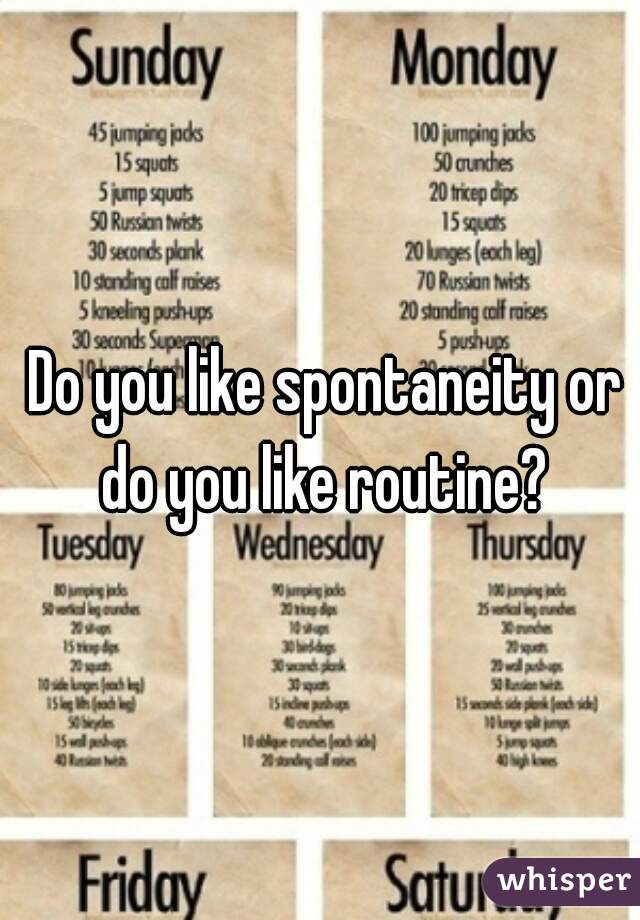  Do you like spontaneity or do you like routine?