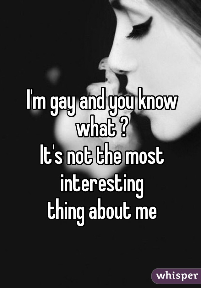 I'm gay and you know what ?
It's not the most interesting 
thing about me 