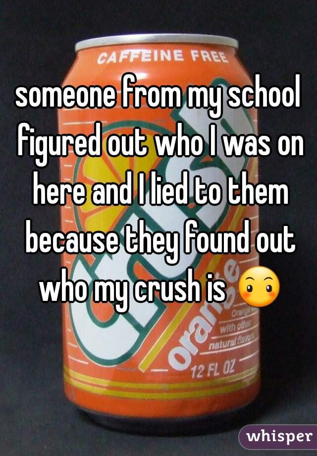someone from my school figured out who I was on here and I lied to them because they found out who my crush is 😶 