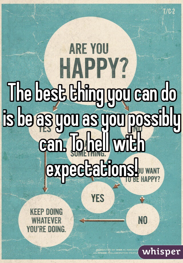 The best thing you can do is be as you as you possibly can. To hell with expectations!