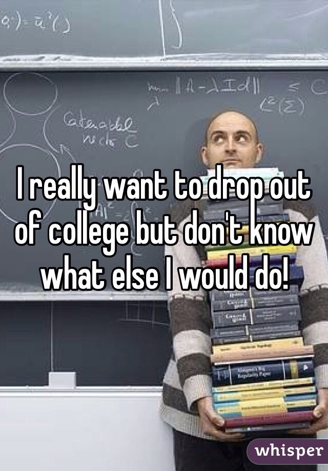 I really want to drop out of college but don't know what else I would do!