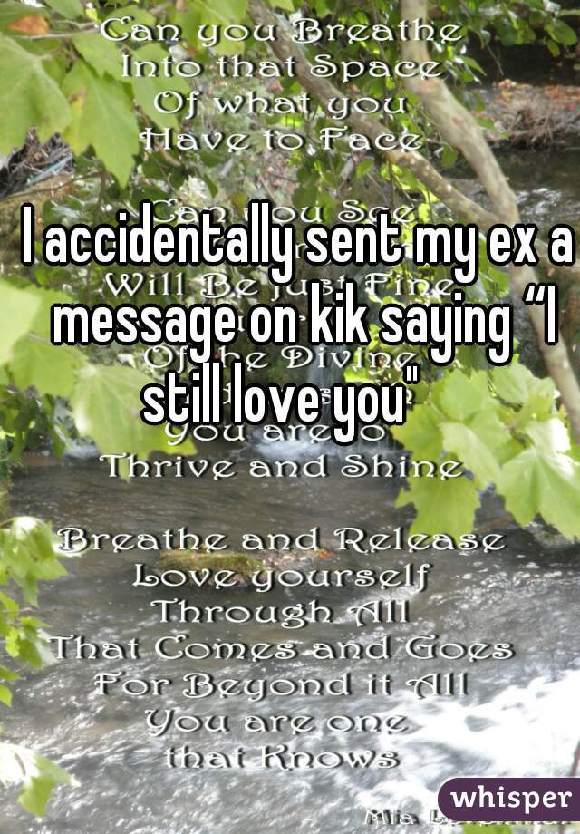 I accidentally sent my ex a message on kik saying “I still love you"    