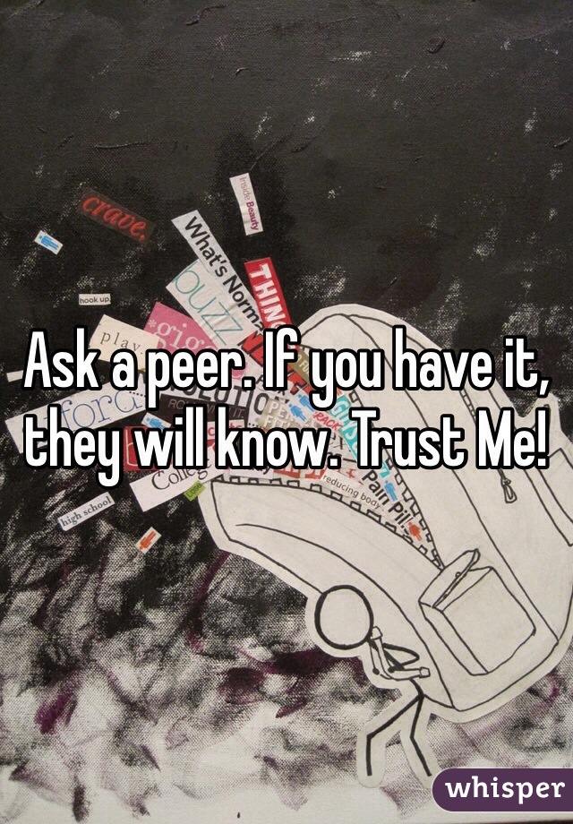 Ask a peer. If you have it, they will know. Trust Me!