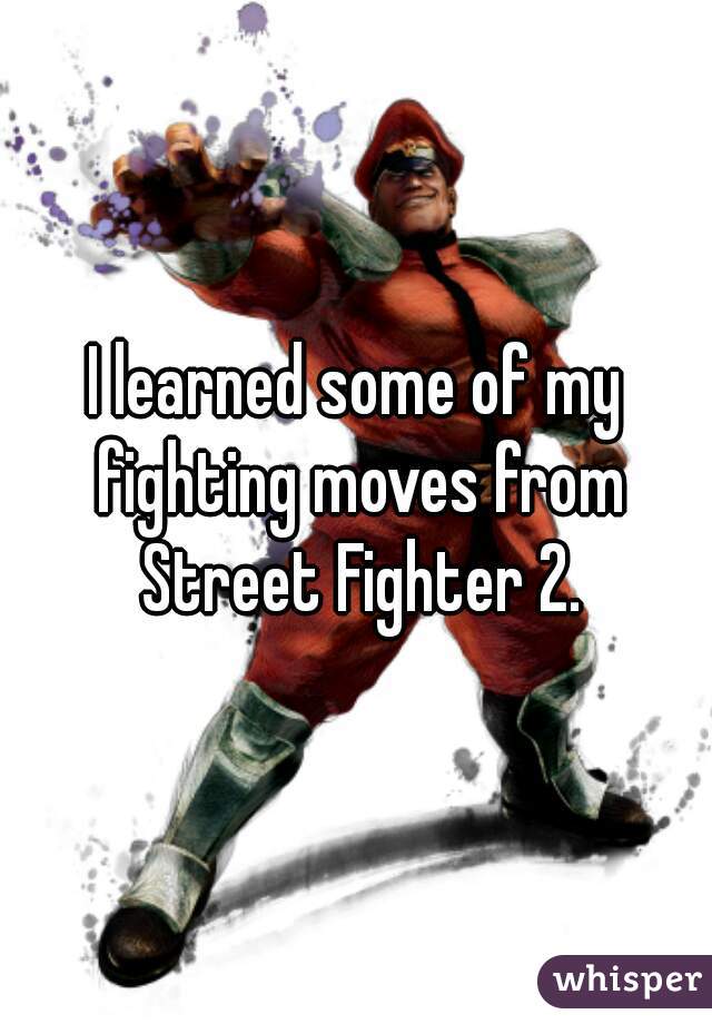 I learned some of my fighting moves from Street Fighter 2.